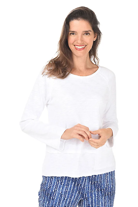 Raglan Sleeve Pocket Slub Knit Top