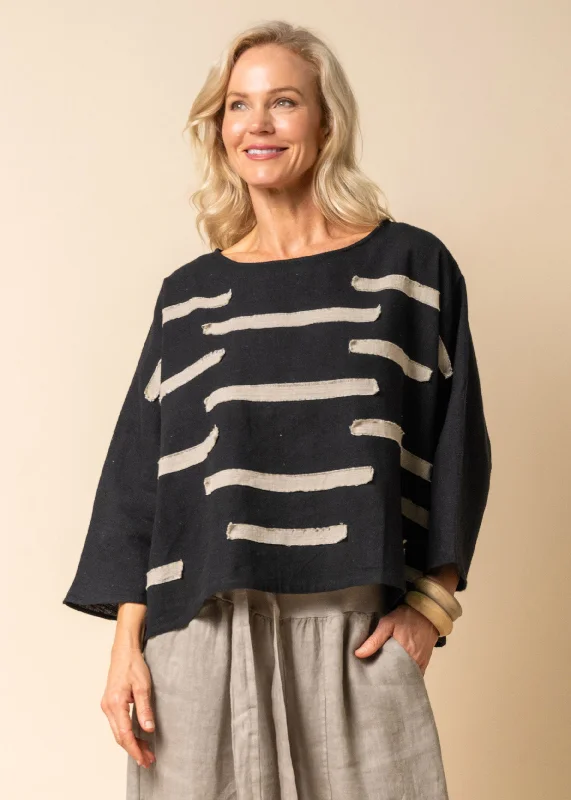 Archer Linen Top in Onyx