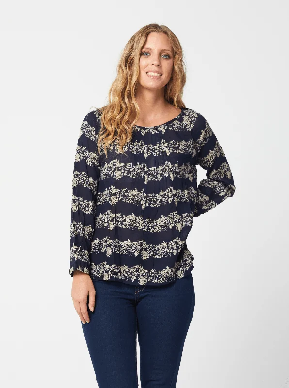 Women Tops in Navy Print BARBARA Kaja