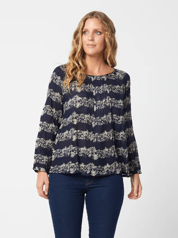 Women Tops in Navy Print BARBARA Kaja