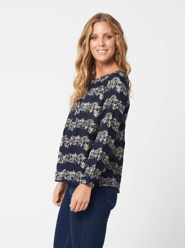 Women Tops in Navy Print BARBARA Kaja