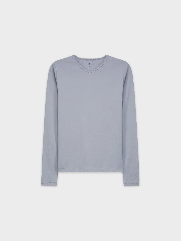 BASIC HIGH V TEE LS-SKY BLUE