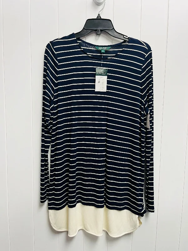 Blue & White Top Long Sleeve Ralph Lauren, Size 1x