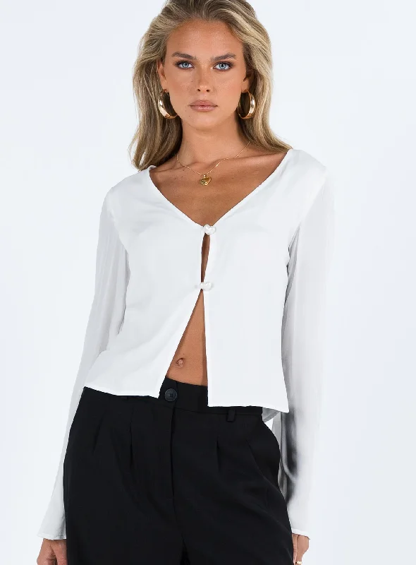 Carmaine Long Sleeve Top White