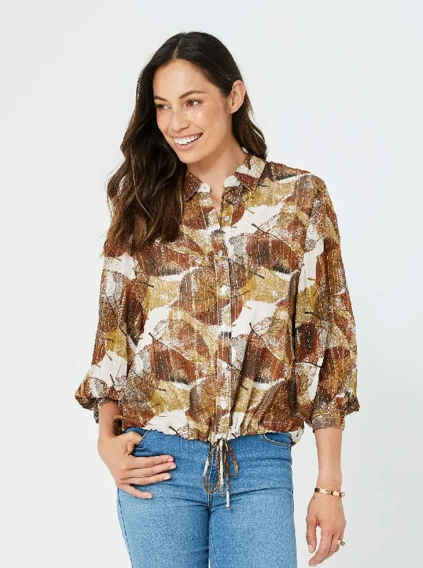 Woman Winter Formal Shirt Long Sleeves Top Himla Top | Autumn leaves