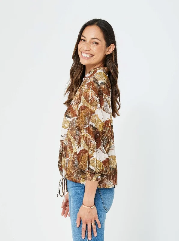 Woman Winter Formal Shirt Long Sleeves Top Himla Top | Autumn leaves