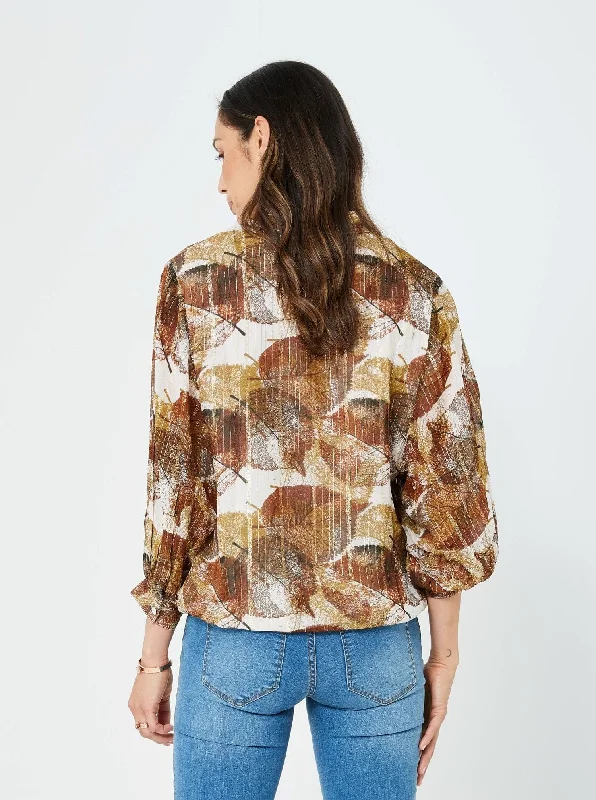 Woman Winter Formal Shirt Long Sleeves Top Himla Top | Autumn leaves