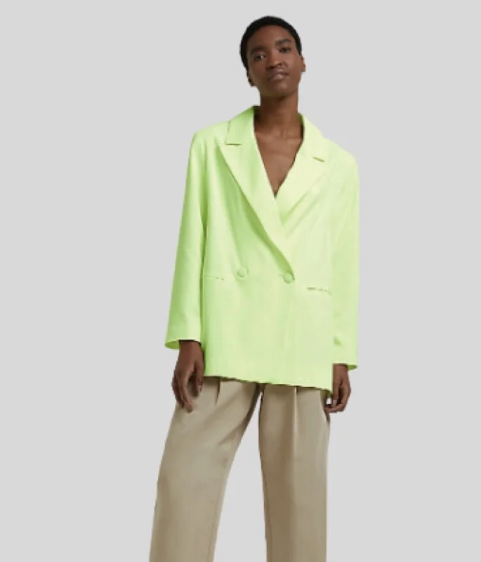 Lime Double Breasted Relaxed Blazer