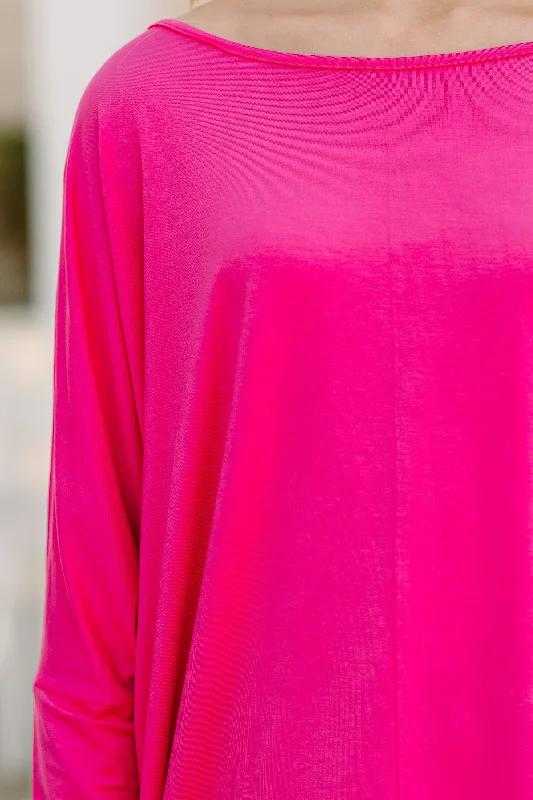 New To You Fuchsia Pink Batwing Top