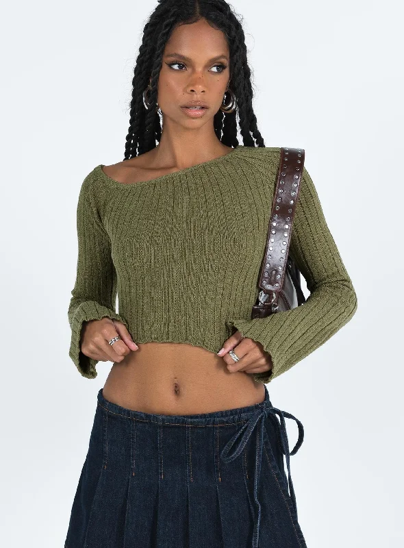 Santorini Knit Top Khaki