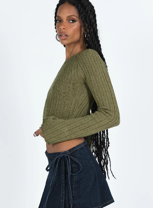 Santorini Knit Top Khaki