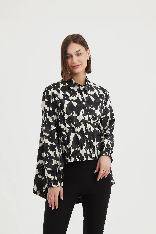 Tirelli - 24S3371 Elastic Front Hem Print Shirt