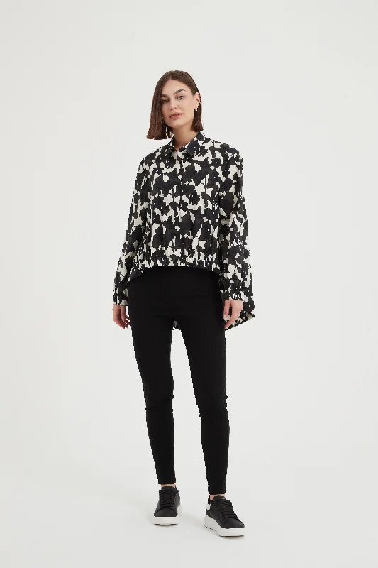 Tirelli - 24S3371 Elastic Front Hem Print Shirt