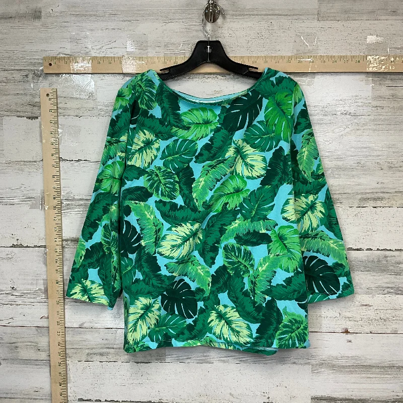 Top 3/4 Sleeve By Talbots In Blue & Green, Size: Xl