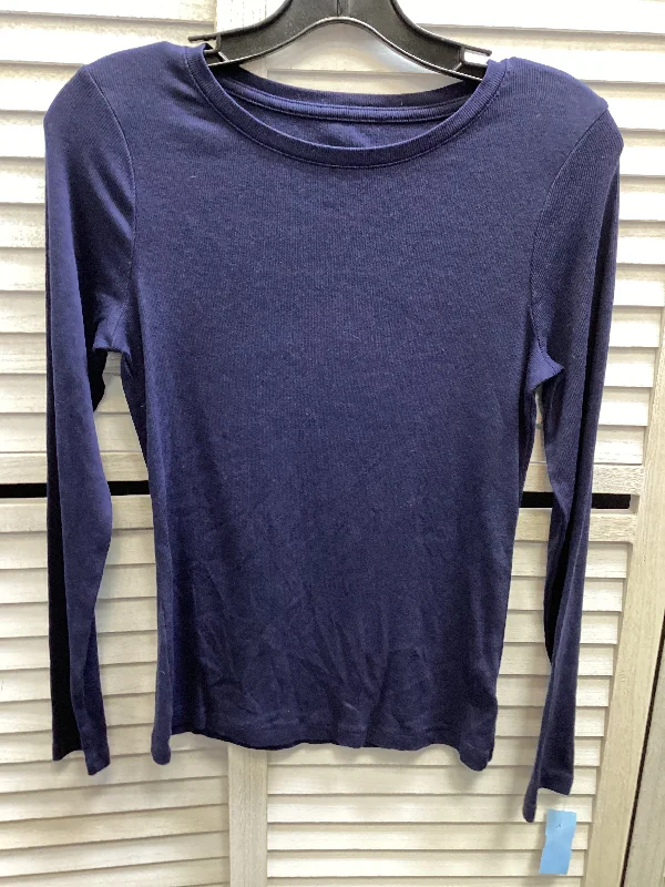 Top Long Sleeve Basic By A New Day In Navy, Size: S