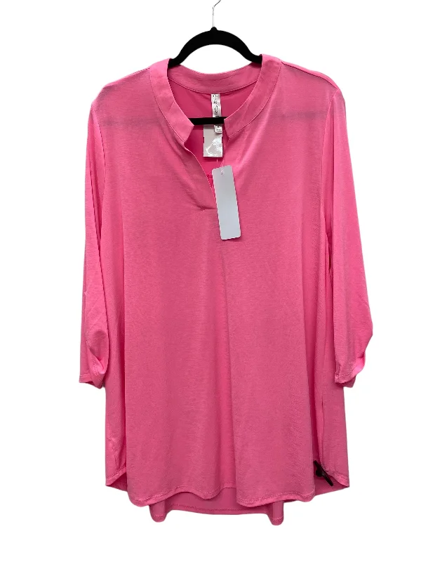 Top Long Sleeve Basic By Clothes Mentor In Pink, Size: 2x