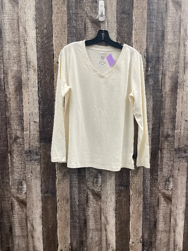 Top Long Sleeve Basic By Isaac Mizrahi Live Qvc In Cream, Size: M