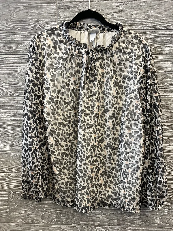 Top Long Sleeve By Ava & Viv In Animal Print, Size: 2x