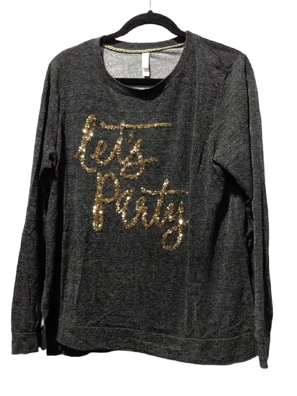 Top Long Sleeve By Xhilaration In Gold & Grey, Size: Xl