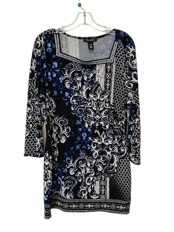 Tunic Long Sleeve By White House Black Market In Black & Blue, Size: L