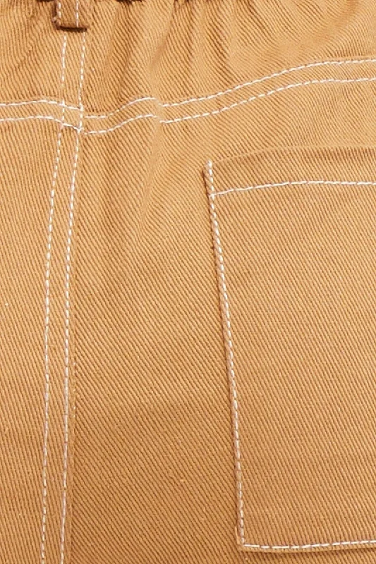 Beige Cargo Pants Out Pocket