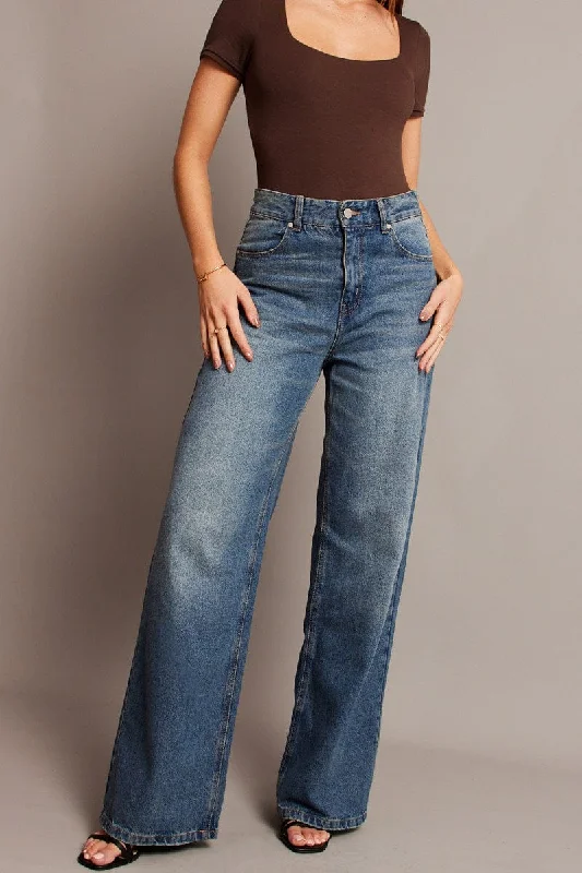 Denim Wide Leg Jean Mid Rise