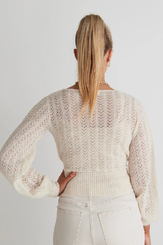 Lacey Ivory Ballerina Fine Open Knit Wrap