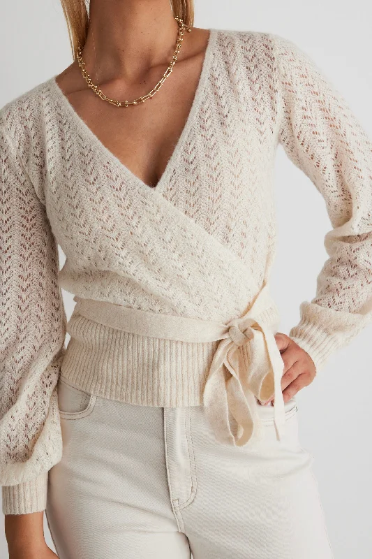 Lacey Ivory Ballerina Fine Open Knit Wrap