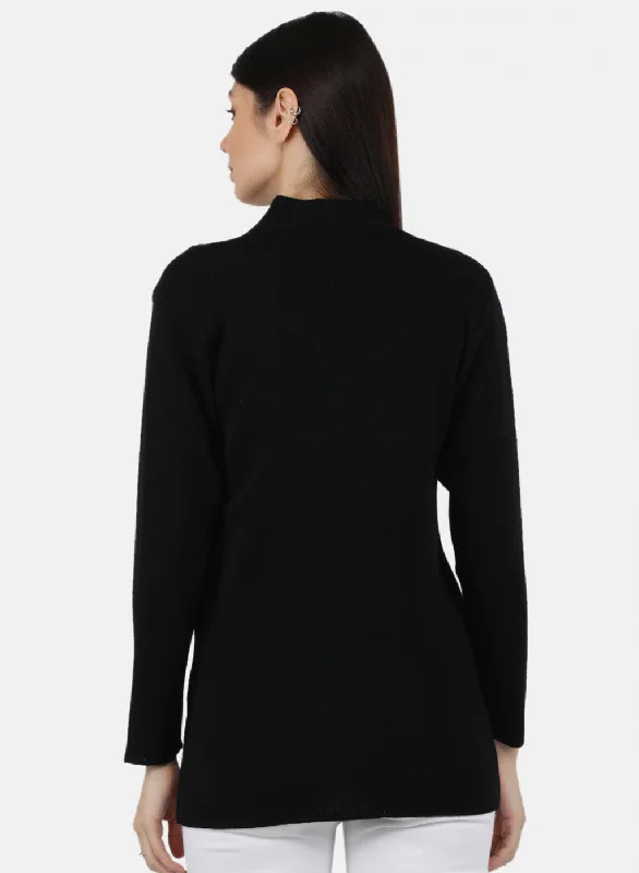 Women Black Solid Cardigan