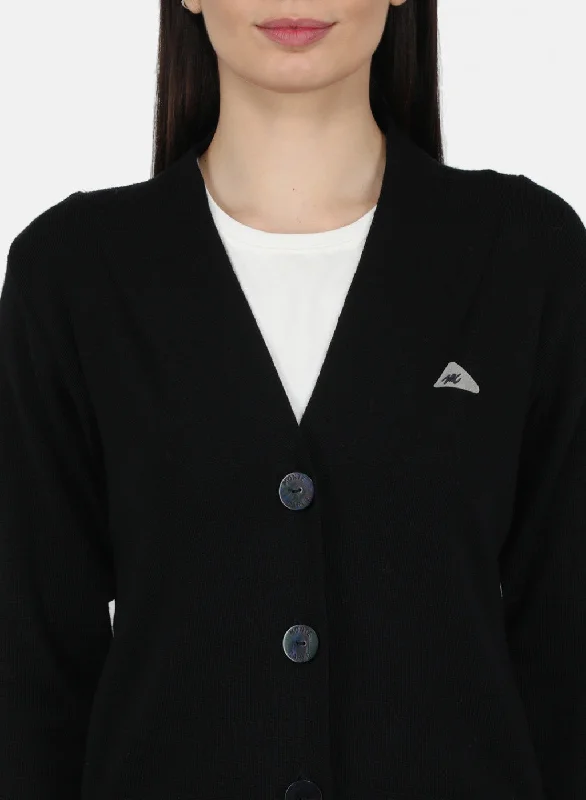 Women Black Solid Cardigan