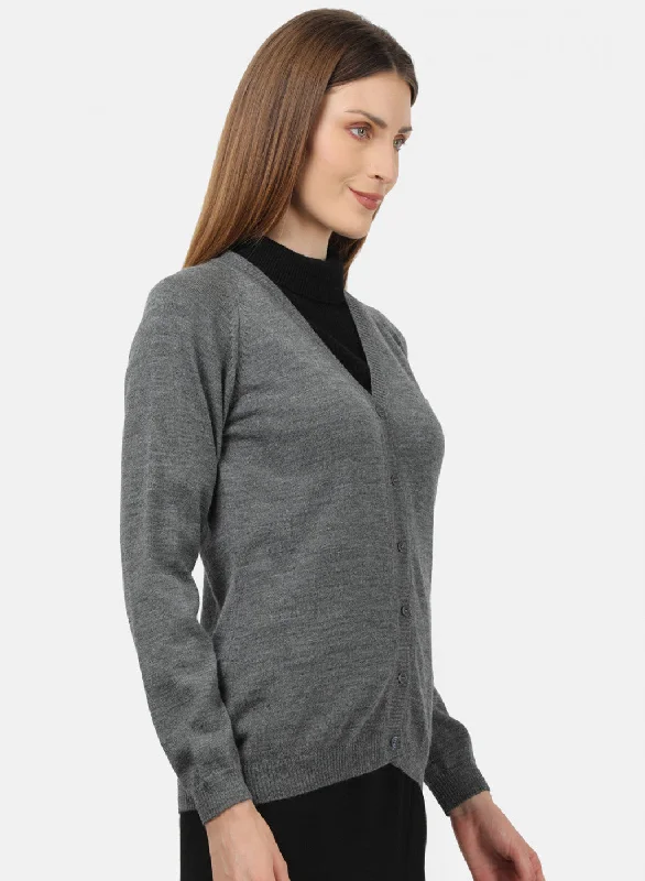 Women Grey Solid Cardigan