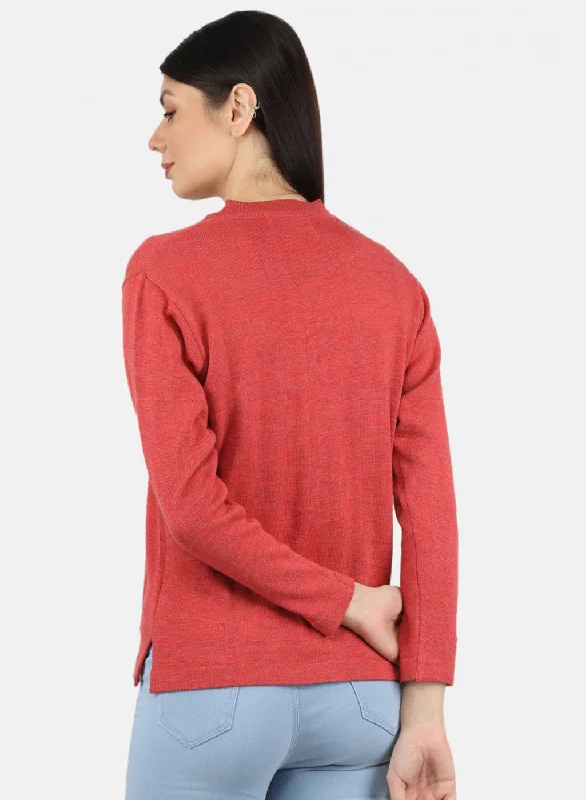 Women Red Solid Cardigan