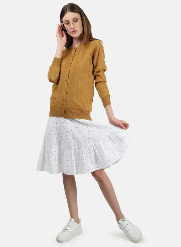 Women Yellow Solid Cardigan