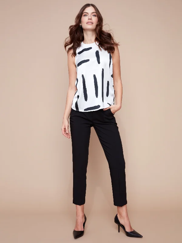 Side Slit Tapered Pants - Black