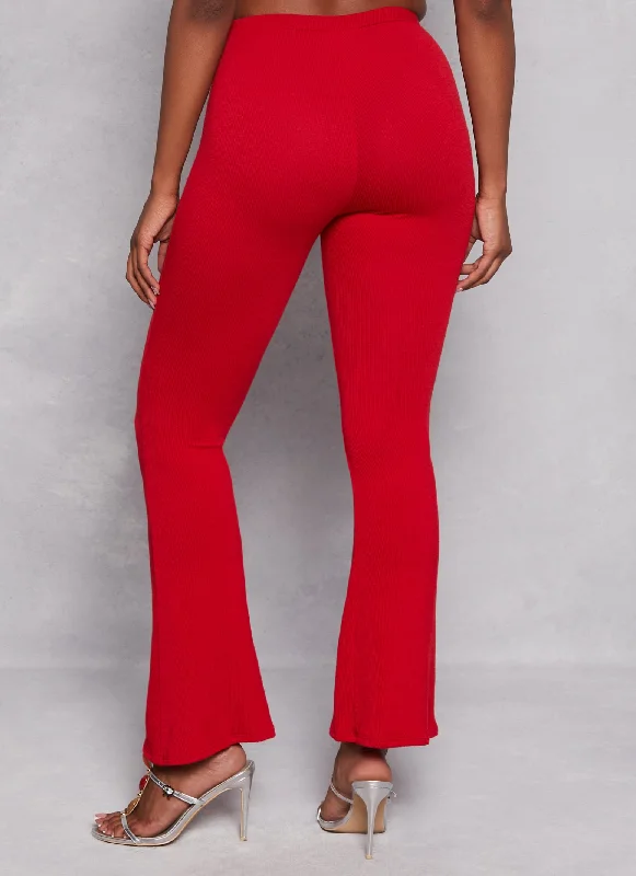 Ribbed High Waist Flare Pants