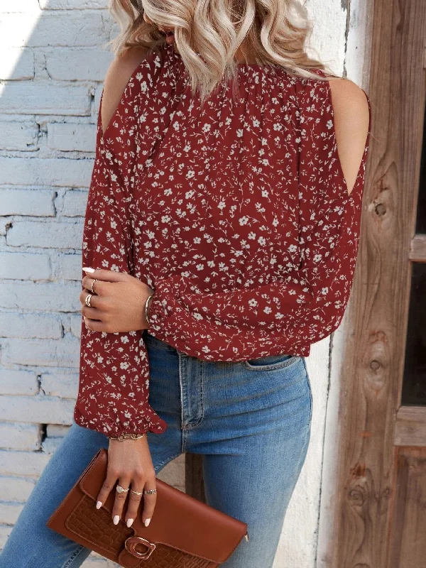 Women's Autumn Fashion Floral Print Long Sleeve Blouses