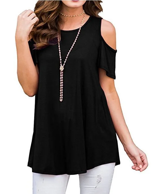 Women's Large Loose-fitting Casual Solid Color Round Neck Blouses