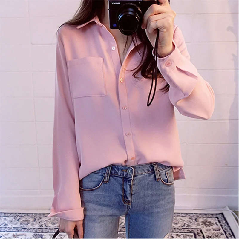 Women's Long Sleeve Sale Solid Color Shirt Blouses