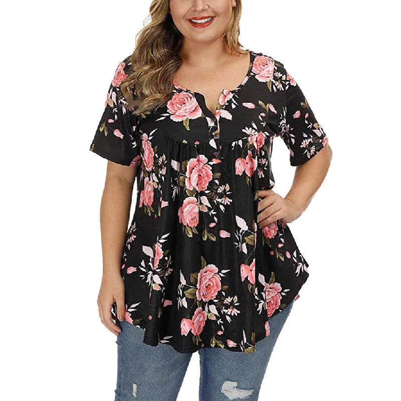 Black pink flower / 2XL