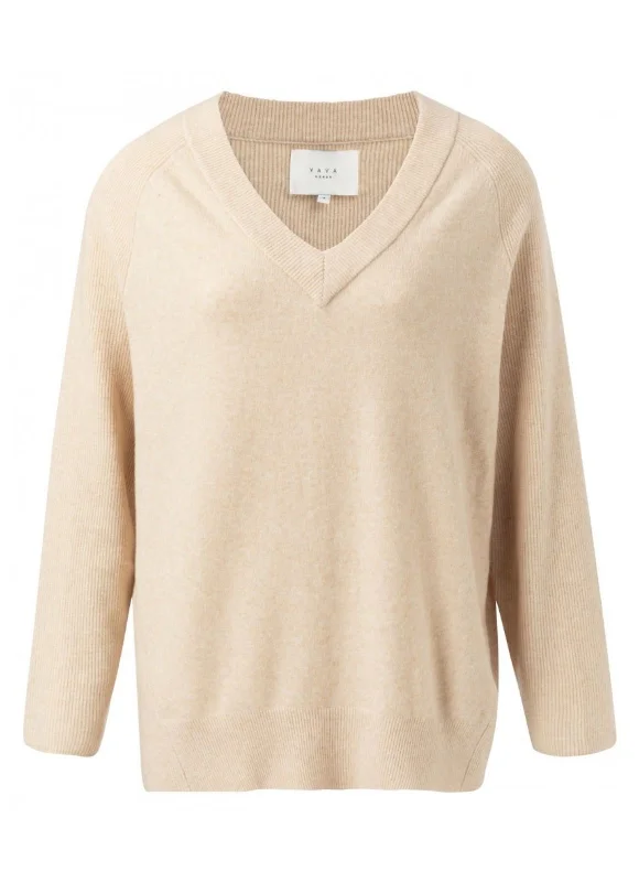 YAYA - Ribbed V Neck Sweater