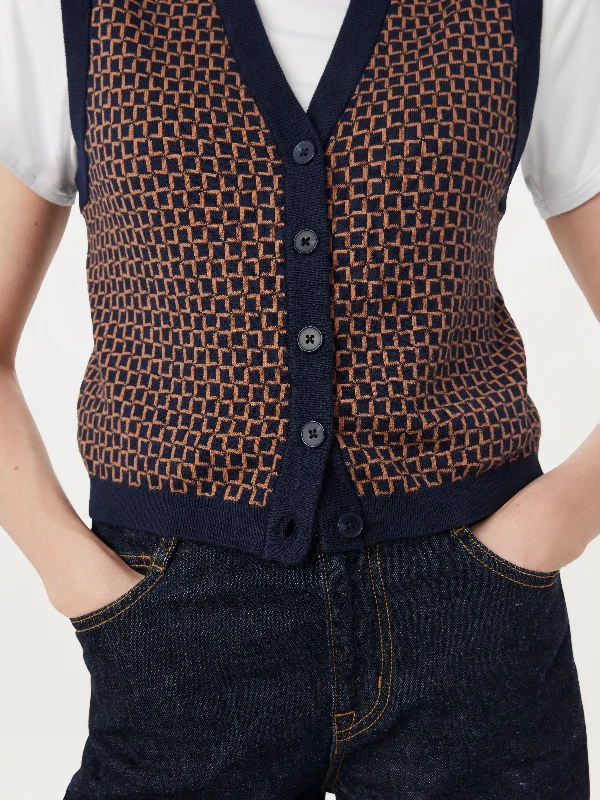 The Button-Up Sweater Vest in Space Blue