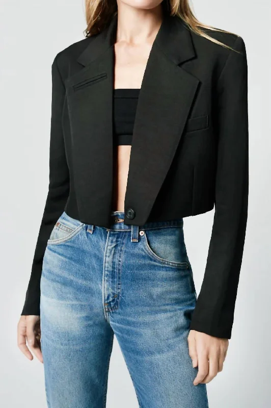 Cut Off Blazer In Black