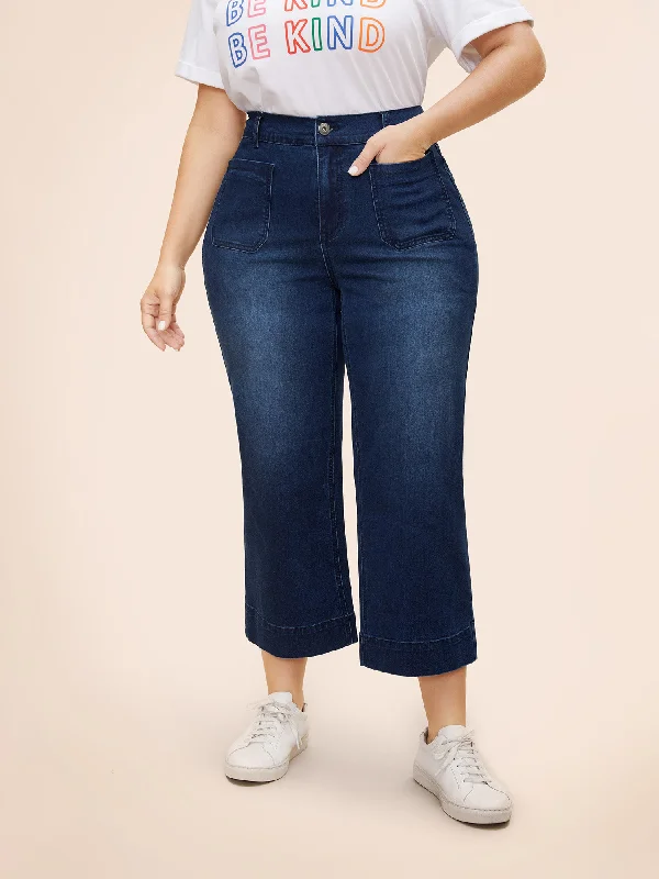 Dark Indigo Wash Back Elastic Waist Jeans