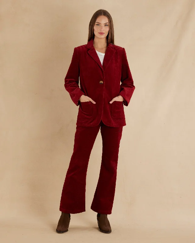 Flavie Corduroy Blazer - Mahogany