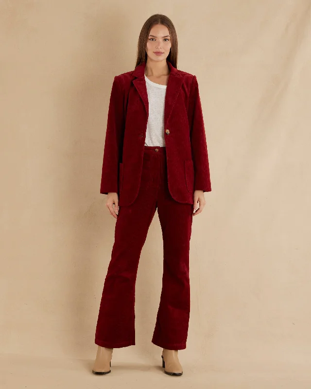 Flavie Corduroy Blazer - Mahogany