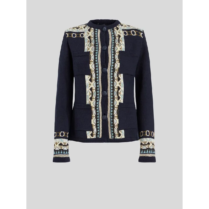 Geometric Pattern Silk Jersey Jacket