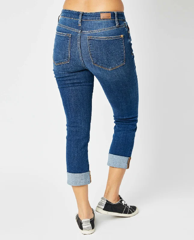 Judy Blue Mid Rise Vintage Cuffed Capri