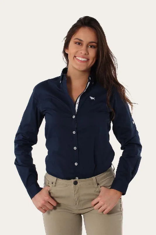 Longreach Womens Plain Dress Shirt - Navy