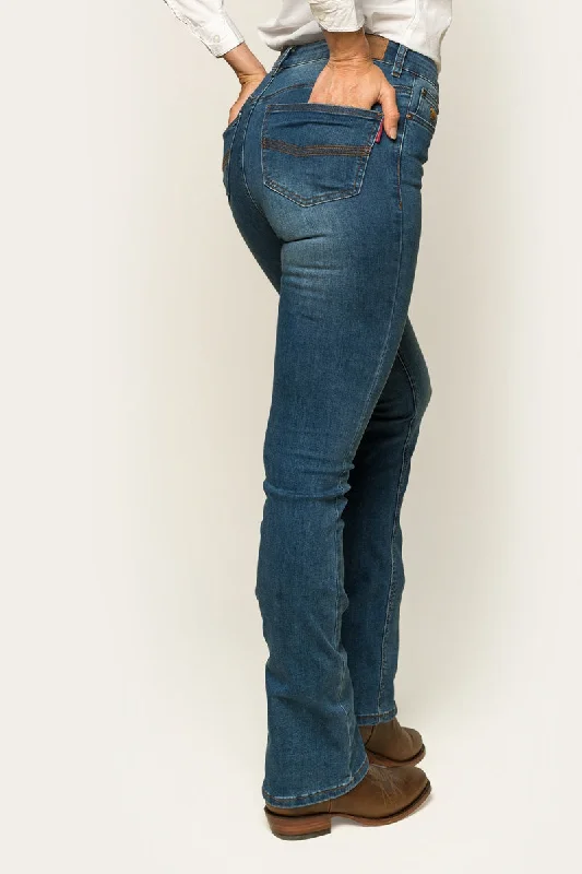 Penny Womens High Rise Bootleg Jean - Vintage Blue Wash