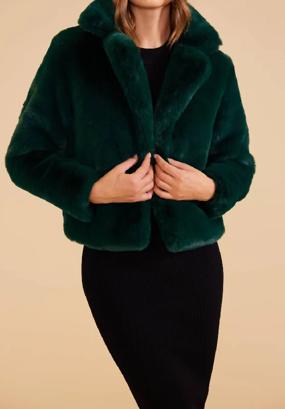 Raquel Fur Jacket In Dark Green